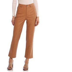 Avec Les Filles Straight Leg Faux Leather Pants in Biscotti NWT